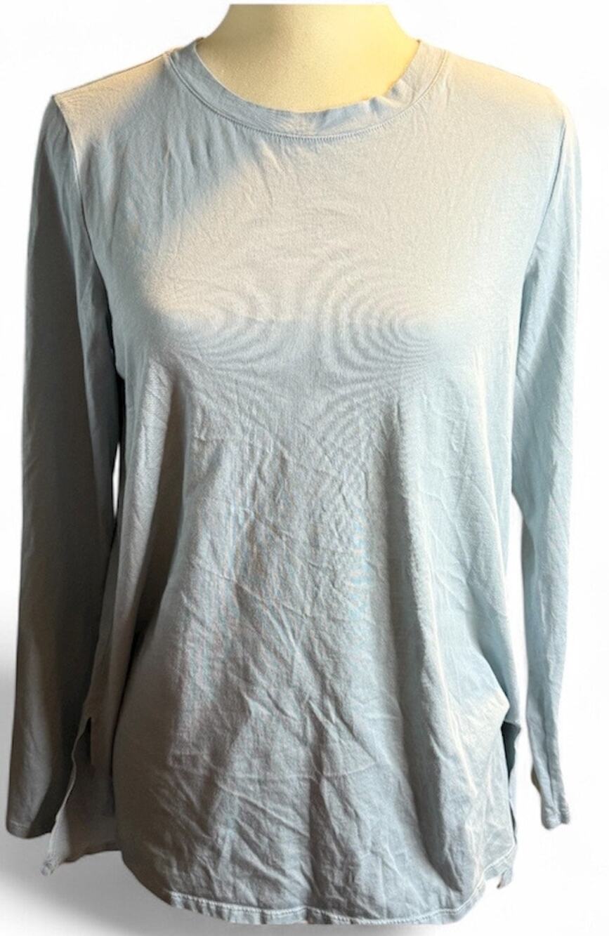 Eileen Fisher Organic Cotton Long Sleeve Tee, Dusty Blue, Small